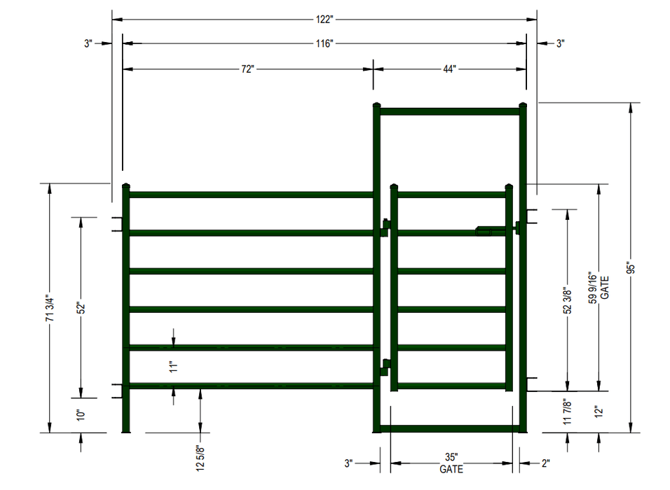 Panels & Gates - Lakeland 10ft Powder Coated Panel with Man Gate - Lakeland Farm and Ranch