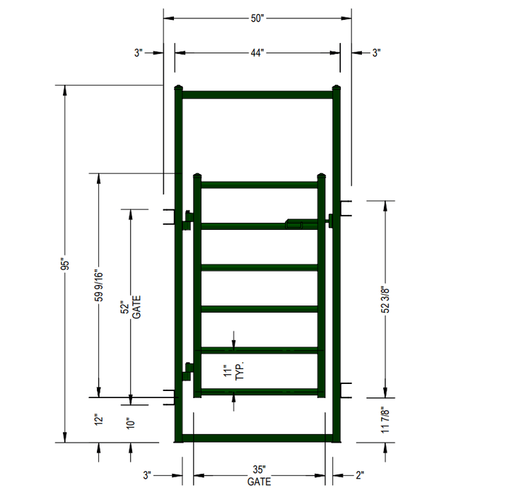 Panels & Gates - Lakeland 4ft Powder Coated Man Gate (Gate in Frame) - Lakeland Farm and Ranch
