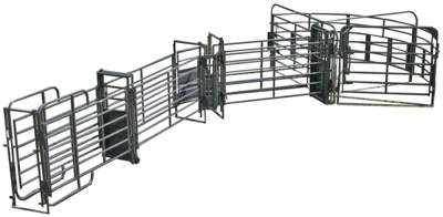 Crowding Sweeps - Priefert Sweep w/32' Adj. Alley, 45 Degree Turn, Preg Panels, Block & Load Gates - Priefert
