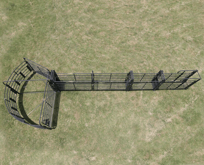 Crowding Sweeps - Priefert Sweep w/38' Adjustable Alley, Preg Panels, Block Gates & Scale Section - Priefert